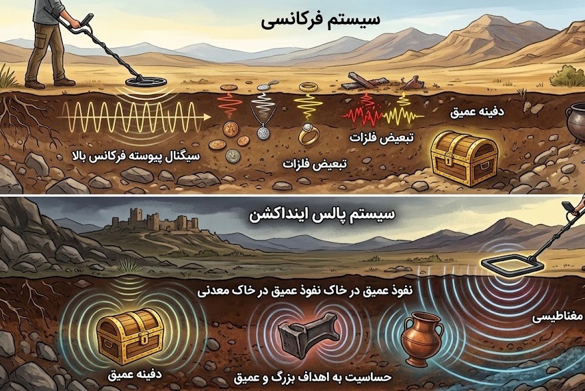تفاوت اصلی طلایاب های فرکانسی با سیستم های پالسی در پیدا کردن دفینه